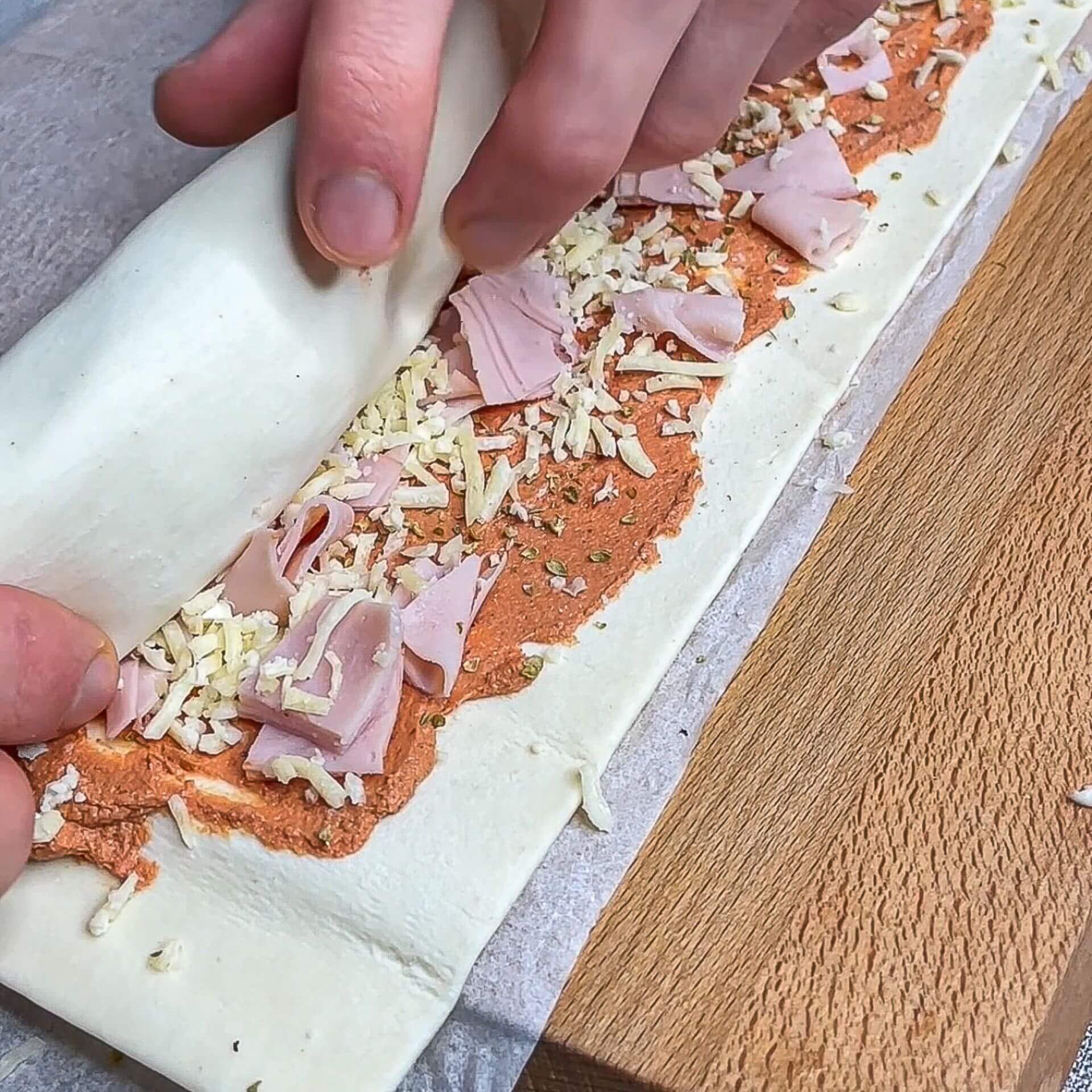 Bl Tterteig Pizzaschnecken Mit Schinken K Se F Llung Einfaches